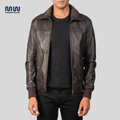 Air Rolf Brown Leather Bomber Jacket