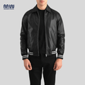 Pascal Black Leather Varsity Jacket