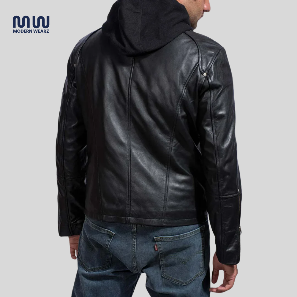 Highschool Black Hooded Leather Jacket