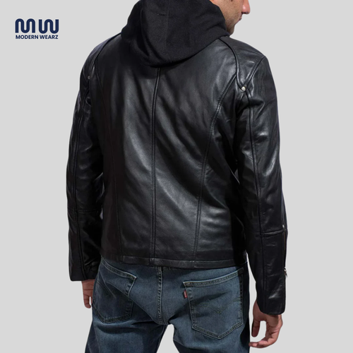 Highschool Black Hooded Leather Jacket